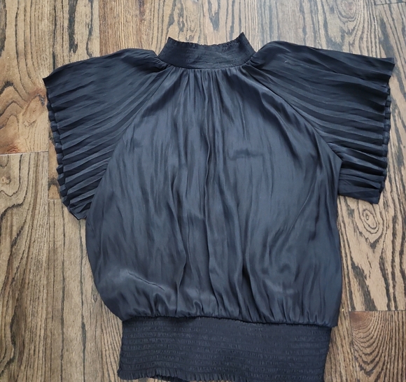 Ramy Brook Black Pleated Blouse Size M NWT - Picture 1 of 4
